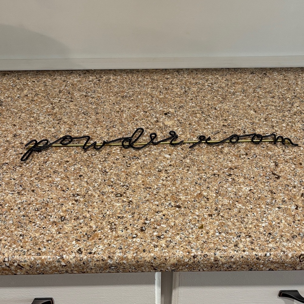 Black Script 'Powder Room' Wall Word Sign